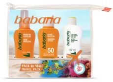 Babaria Sun Travel Pack - Mléko na opalování SPF50 100 ml + mléko po opalování 100 ml + sprej na vlasy 100 ml Dárková sada