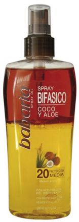 Babaria Sun Spray Bifasico Oil Coco/Aloe Vera - Dvoufázový sprej s kokosem a Aloe Vera SPF20 200ml