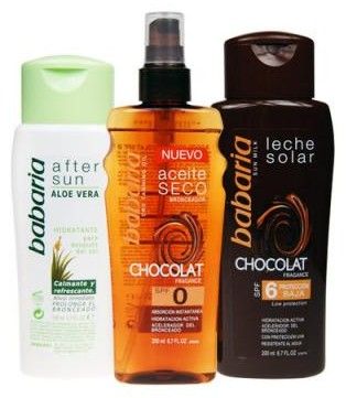 Babaria Sun Čokoládová opalovací sada - Suchý olej na opalování 200 ml + Mléko na opalování SPF 6 200 ml + Mléko po opalování 150 ml Dárková sada