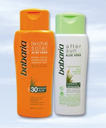 Babaria Sun Leche Solar Sun Milk Aloe Vera - Opalovací mléko s výtažkem z Aloe Vera SPF30 200ml + Mléko po opalování 150ml 6 voda Aloe Vera 75ml zdarma