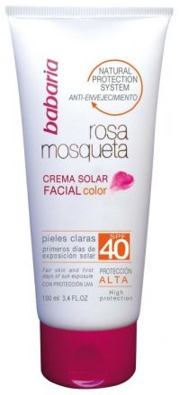 Babaria Cream Solar Facial - Protivráskový opalovací krém Muškátová růže SPF 40 100ml + voda Aloe Vera 75ml zdarma