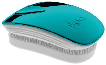 Ikoo Pocket Metallic White Pacific - Kartáč na vlasy bílo-tyrkysová