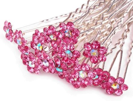 Štrasová vlásenka - Květinka růžová 1ks