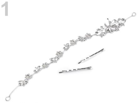 Štrasová ozdoba do vlasů krystal 1 1ks