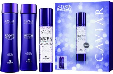 Alterna Caviar Moisture Hydra Set - Hydratační šampon 250ml + Hydratační kondicioner 250ml + Vyhlazující gel na vlasy 100ml Dárková sada