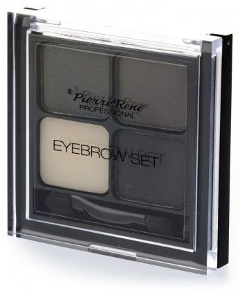 Pierre René Eyebrow Set Professionall - Set na obočí s dvoustranným aplikátorem, 3 stíny+fixační závěrečný vosk 02 4,5g