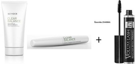 Skeyndor Clear Balance Sada 1 - Vyrovnávací maska Clear Balance 150 ml + korekční tyčinka 15 ml + řasenka černá 16 ml Dárková sada