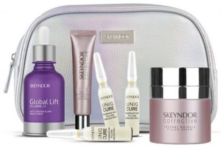 Skeyndor Corrective letní sada - Krém CorrectIve 50 ml + Global lift Elixír 30 ml + oční krém Corrective 15 ml+ koncetrát pro zhutnění pleti 3 x 2 ml + ledvinka Dárková sada