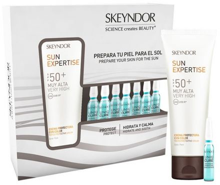 Skeyndor Sun Expertise Set - Ochranný tónovaný krém SPF50 75 ml + hydratační koncetrát 7 x 2 ml Dárková sada
