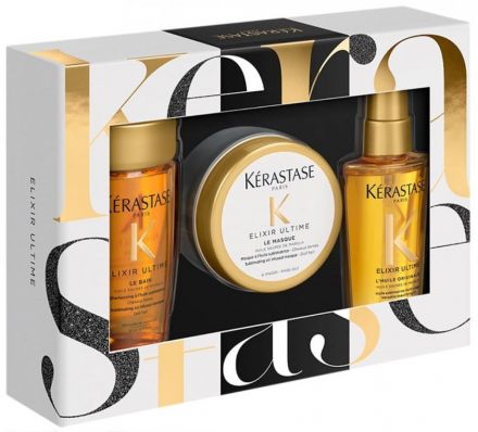 Kérastase Elixir Ultime Vánoční sada Mini - Šampon 80 ml + maska 75 ml + olej 50 ml Dárková sada