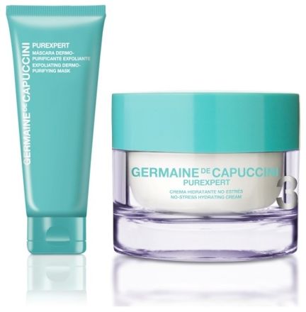 Germaine de Capuccini Purexpert Sada - Hydratační a matující gel-krém pro mastnou pleť 50 ml + Čistící exfoliační maska 75 ml Dárková sada