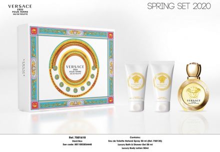 Versace Eros pour Femme Sada - EDT 50 ml + sprchový gel 50 ml + tělové mléko 50 ml Dárková sada