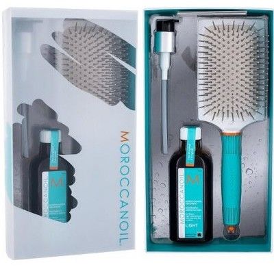 Moroccanoil Treatment Light Sada - Vlasová kúra pro jemné vlasy 100 ml + kartáč na vlasy Dárková sada