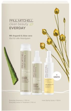 Paul Mitchell Clean Beauty Everyday Sada - Šampon 250 ml + bezoplachová péče 150 ml + stylingový sprej 150 ml Dárková sada