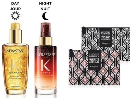 Kérastase Nutritive Hydrating Set - Hydratační noční sérum 90ml + Elixir Ultime olej na vlasy 100ml + Letní kosmetická taštička Dárková sada