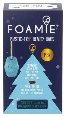 Foamie Men-Set - Tuhé mýdlo 3 v 1 90 g + krabička 1 ks + sáček na mýdlo 1 ks Dárková sada