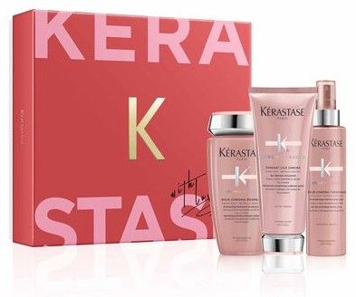Kérastase Chroma Absolu Light Vánoční Set - Šampon Chroma Respect 250 ml + péče 250 ml + Termoochranné sérum 150 ml Dárková sada
