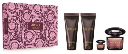 Versace Crystal Noir Set - EDP 90 ml + EDP 5 ml + sprchový gel 100 ml + tělové mléko 100 ml Dárková sada