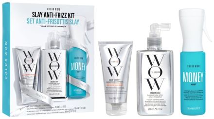 Color Wow Slay Anti-Frizz Set - Šampon pro barvené vlasy 75 ml + hydratační kondicionér 150 ml + uhlazující sprej 200 ml Dárková sada