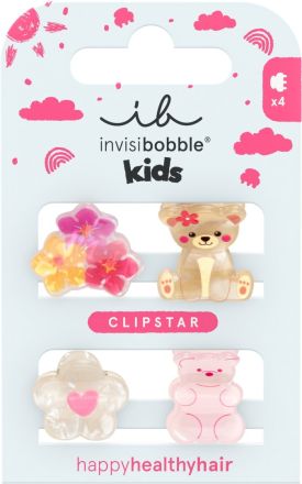 Invisibobble CLIPSTAR KIDS Bearly Bloomed - Skřipce do vlasů 4 ks