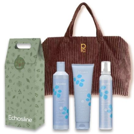 Echosline Volume Vánoční Set 2026 - Šampon 300 ml + maska 300 ml + bezoplachový pěnový kondicionér 200 ml Dárková sada