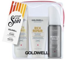 Goldwell Dualsenses Rich Repair Travel Set - Šampon 100 ml + maska 50 ml + lak na vlasy big finish 100 ml Dárková sada