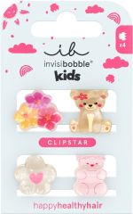Invisibobble CLIPSTAR KIDS Bearly Bloomed - Skřipce do vlasů 4 ks