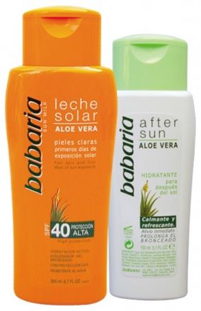 Babaria Sun Leche Solar Sun Milk Aloe Vera - Opalovací mléko s výtažkem z Aloe Vera SPF 40 200ml + Mléko po opalování 150ml
