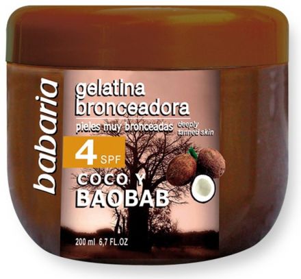 Babaria Sun Gelatina Bronceador Coco Baobab - Opalovací želé s kokosem SPF4 200ml + Mléko po opalování Aloe Vera 150ml zdarma