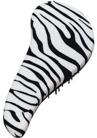 Detangler kartáč na vlasy s rukojetí pogumovaný Zebra - Bílo-černý