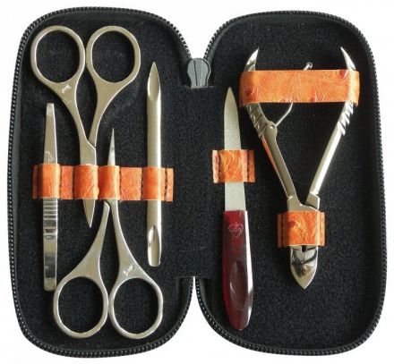 Dup Manikúra ORANGE - Elegantní koženkový manikúrní set 6-dílný