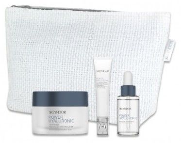 Skeyndor Power Hyaluronic suchá pleť Letní Set - Hydratační krém pro suchou pleť 50ml + Gel na oční okolí a řasy 15ml + Booster 15ml + Neceser Dárková sada