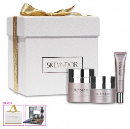 Skeyndor Corrective Vánoční sada - Protivráskový krém 50ml + Krém na oční okolí 20ml + Krém na rty 15ml + Paleta očních stínů 98ks x 1g Dárková sada