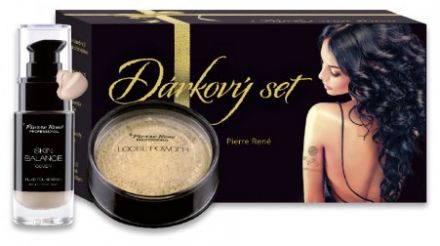 Pierre René Vánoční sada č.1 - Krycí make-up č.22 30ml + Transparentní pudr 8g + Ozdobné tetování Dárková sada