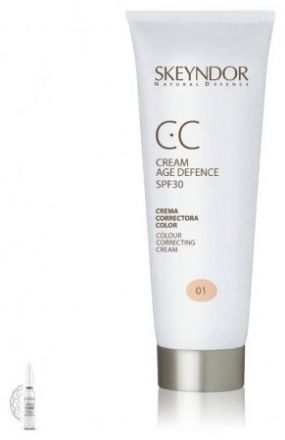 Skeyndor Natural Defence Obnovující Set 2018 - CC krém SPF30 č. 1 40 ml + obnovující peelingový koncentrát 7 x 2 ml + neceser Dárková sada