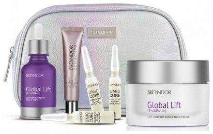 Skeyndor Global Lift letní sada - Krém Global lift suchá pleť 50 ml + Elixír Global lift 30 ml + oční krém Corrective 15 ml + koncentrát pro zhutnění pleti 3 x 2 ml Dárková sada