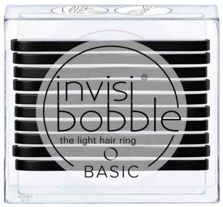 Invisibobble Basic True Black - Jemné gumičky do vlasů černé 10 ks