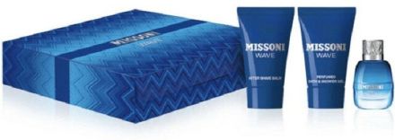Missoni Wave Mini Set - Sprchový gel 25 ml + 5 ml EDT + balzám po holení 25 ml Dárková sada