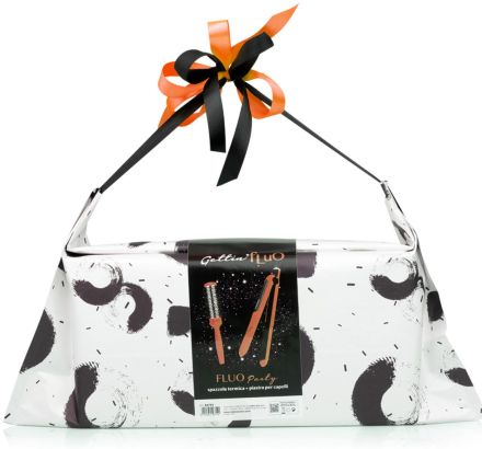 Gettin Fluo Mini Hair Straightener Set - Mini žehlička na vlasy Oranžová + kartáč na vlasy Oranžový Dárková sada