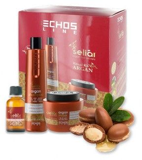 Echosline Seliár Argan Vánoční Set - Šampon 350 ml + maska 500 ml + fluid 30 ml Dárková sada