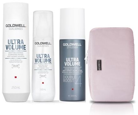 Goldwell Dualsenses Ultra Volume Vánoční Set - Šampon 250ml + Kondicioner 200ml + Sprej pro objem vlasů Double Boost 200ml + Neceser Dárková sada