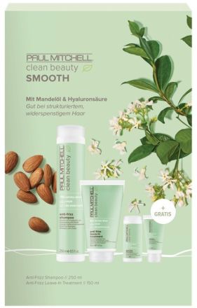Paul Mitchell Clean Beauty Smooth Sada - Šampon 250 ml + bezoplachová péče 150 ml + šampon 50 ml + kondicionér 50 ml Dárková sada