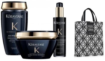 Kérastase Chronologiste Set - Šampon 250ml + Termoochranná péče 150ml + Maska 200ml + Letní plážová taška Dárková sada