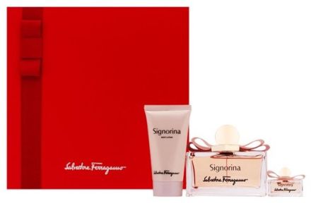 Salvatore Ferragamo Signorina Set - EDP 100 ml + EDP 5 ml + tělové mléko 50 ml Dárková sada