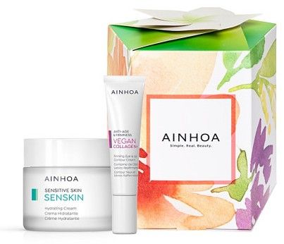 Ainhoa Senskin Suchá Pleť Set - Výživný krém pro citlivou pleť 50 ml + krém na okolí očí a rtů Vegan Collagen+ 15 ml Dárková sada