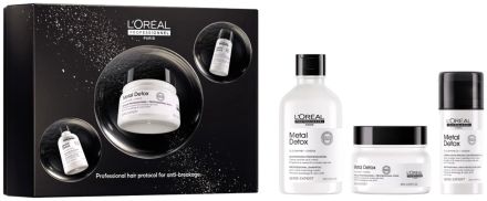 L´oréal Professionnel Serie Expert Metal Detox Trio Vánoční Set - Šampon 300 ml + maska 250 ml + bezoplachový krém 100 ml Dárková sada
