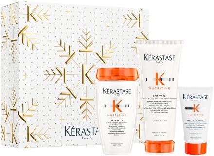 Kérastase Nutritive Vánoční Set 26 - Šampon Bain Satin 250 ml + péče 250 ml + termoochranné mléko 50 ml Dárková sada