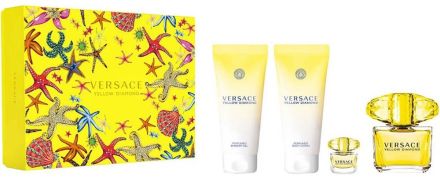 Versace Yellow Diamond Set - EDT 90 ml + sprchový gel 100 ml + tělové mléko 100 ml + EDT 5 ml Dárková sada