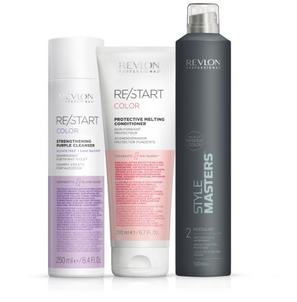 Revlon Professional Restart Color Blonde Vánoční Set - Šampon na blond vlasy 250 ml + kondicionér 200 ml + lak na vlasy 500 ml Dárková sada