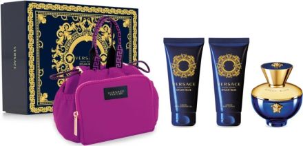 Versace Dylan Blue Pour Femme Set - EDP 100 ml + sprchový gel 100 ml + tělové mléko 100 ml + dámská kabelka Dárková sada